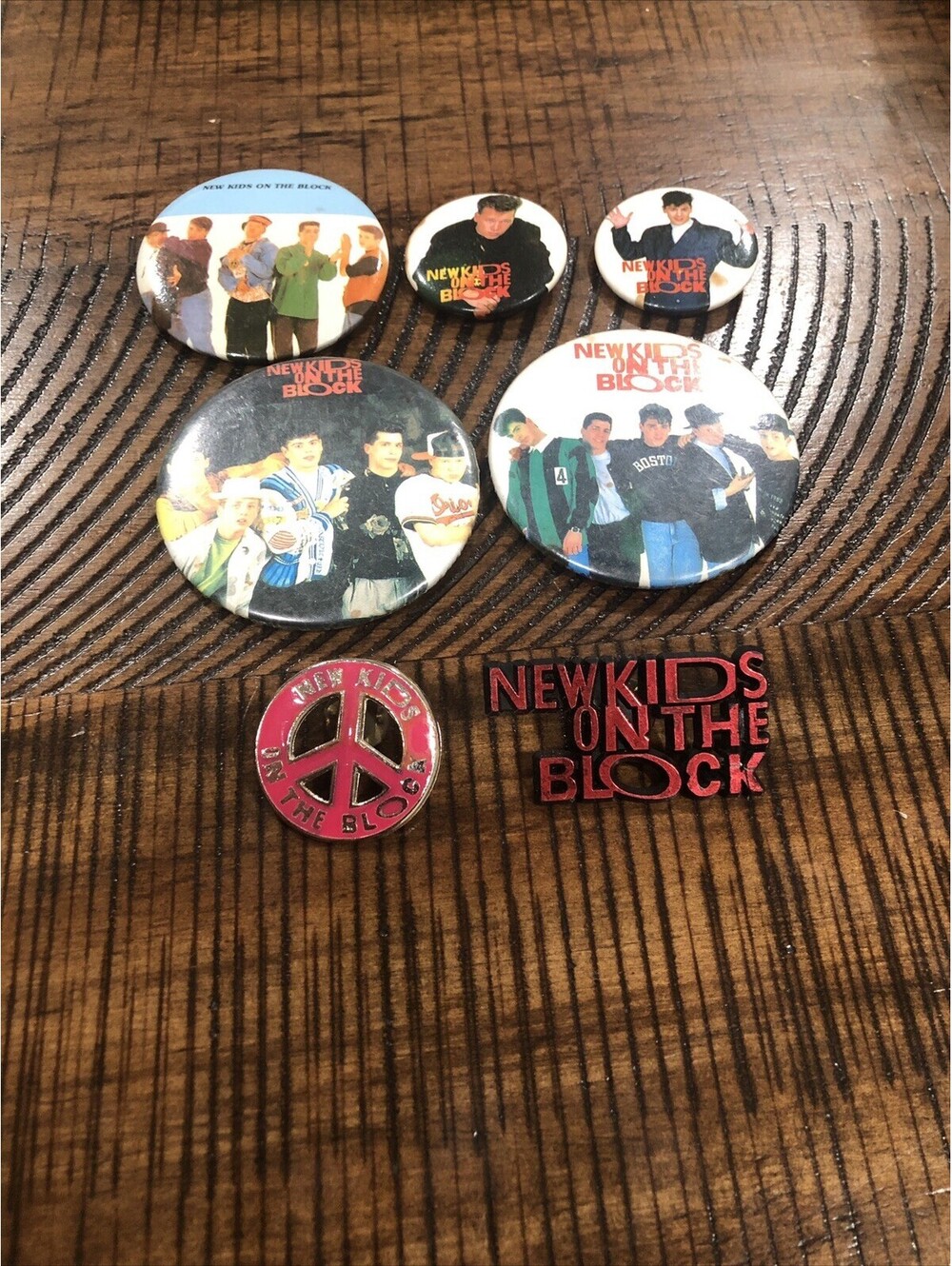 Vintage 1989 90 New Kids On The Block Pin Lot, NKOTB Enamel Lapel Pins & Buttons